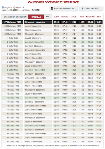 horaire priere