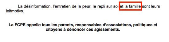 famille selon la FCPE