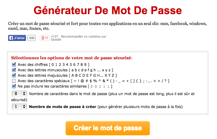 generateur mot de passe