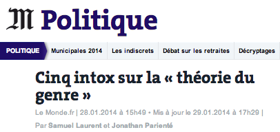 le monde et la théorie du genre