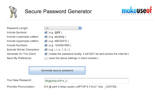 secure password generator