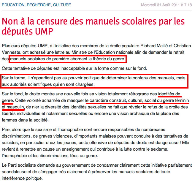 theorie genre parti socialiste