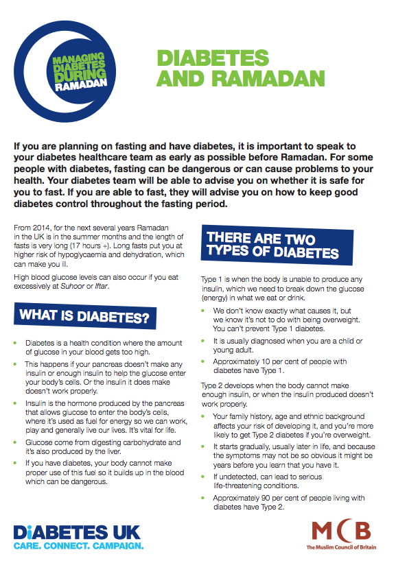 fact sheet diabete ramadan