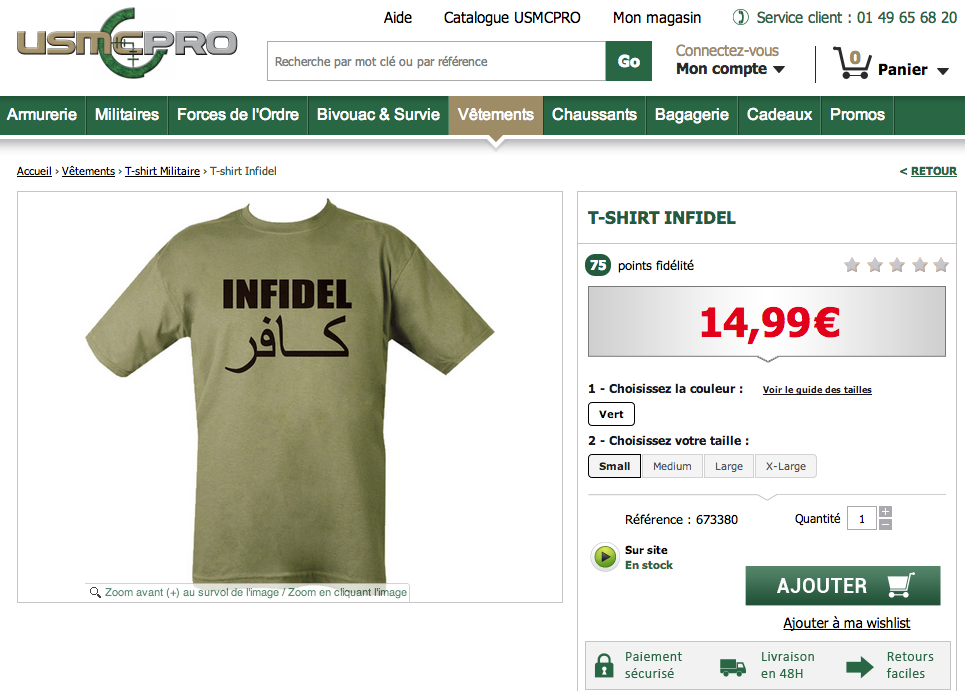 tshirt infidel kafir