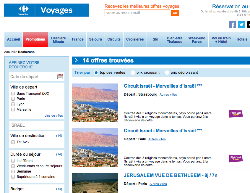 israel voyage carrefour