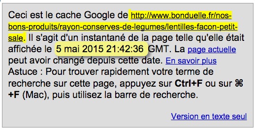 bonduelle cache google