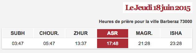 horaire priere barberaz