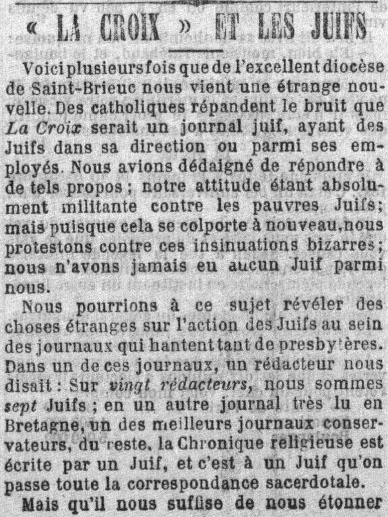 la croix antisemitisme 1890