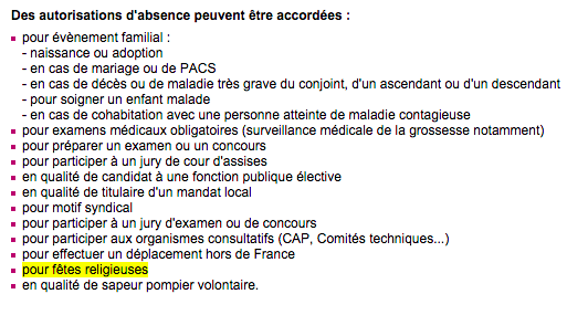 autorisation absence fete religieuse ecole