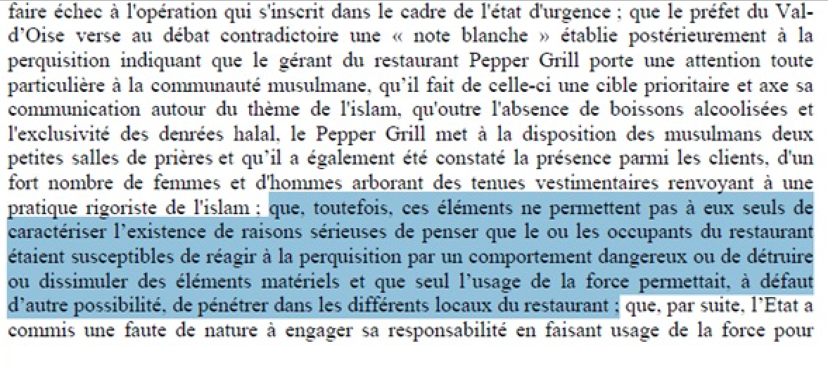 Pepper Grill condamnation Etat