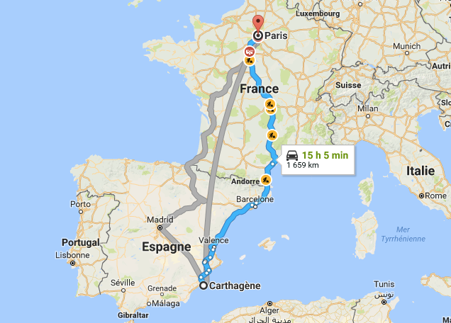 murcie cartagena paris google maps