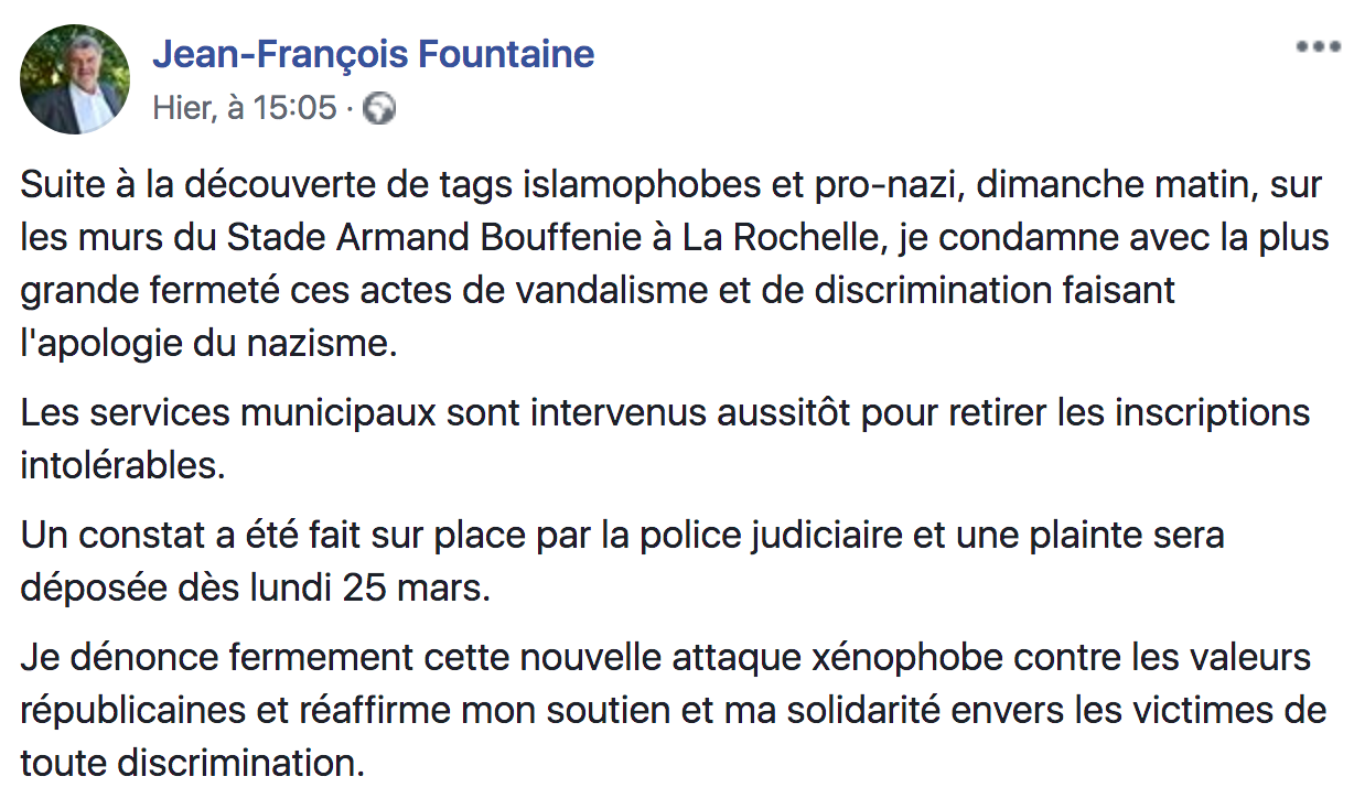 tags islamophobes nazis communiqué Jean-François Fountaine