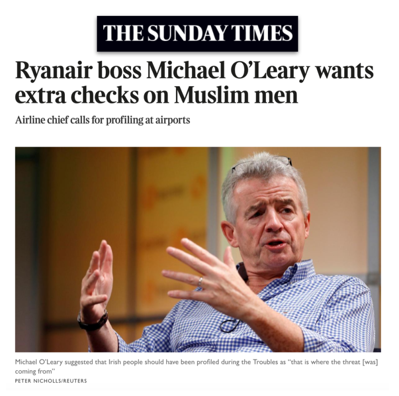 Islamophobia Ryanair’s Michael O’Leary