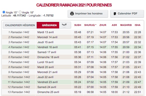 Ramadan 2022 Calendrier Calendrier ramadan : téléchargez gratuitement celui de votre ville