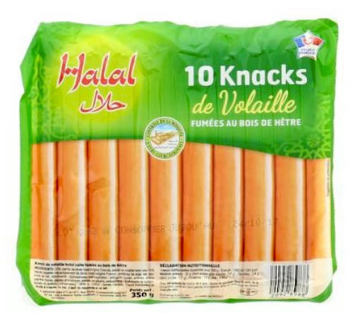 10 knacks volaille fumées halal Lidl