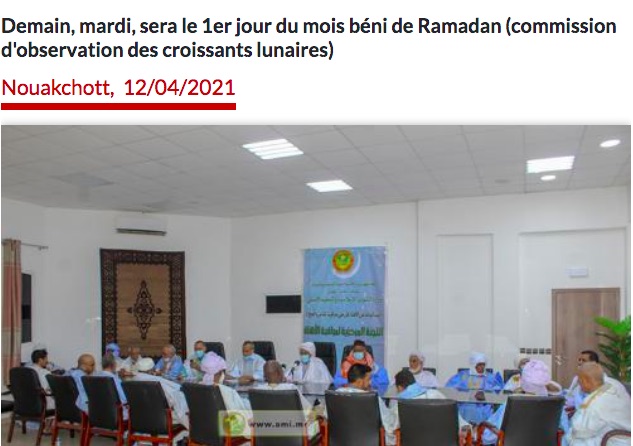 Ramadan débute mardi 13 avril en Mauritanie