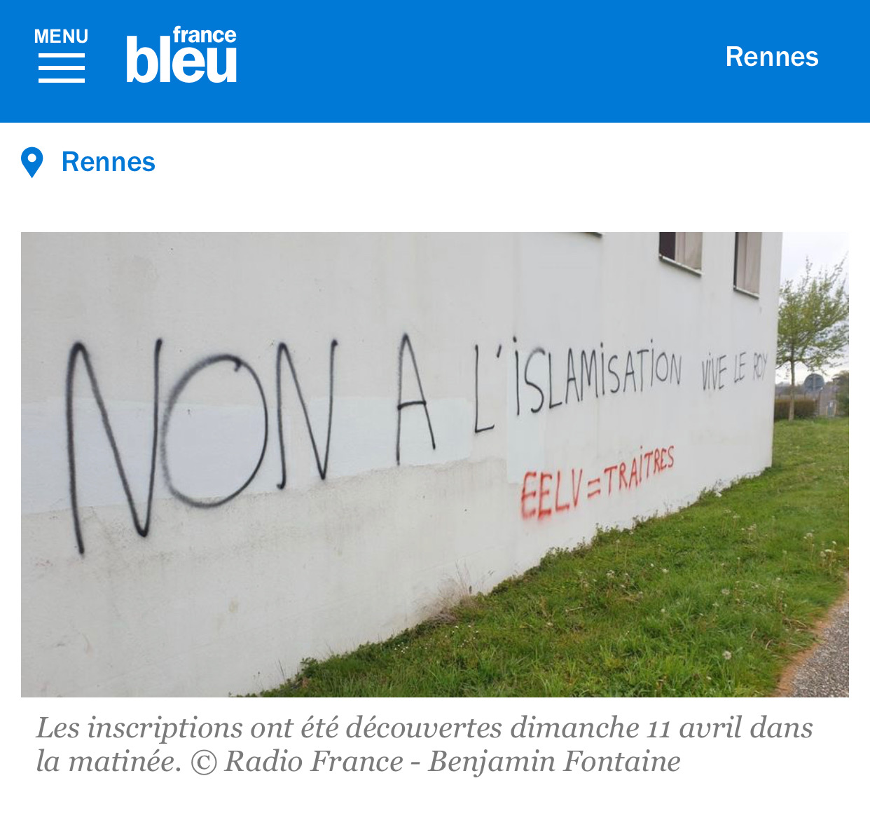 tag islamophobe centre islamique de Rennes
