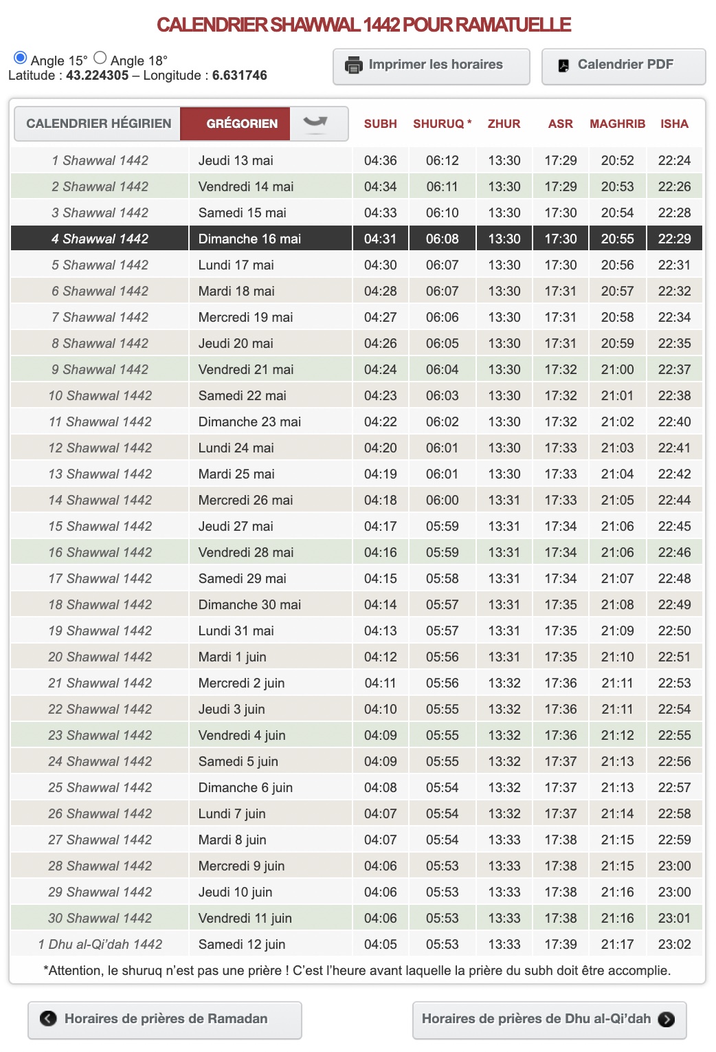 horaires