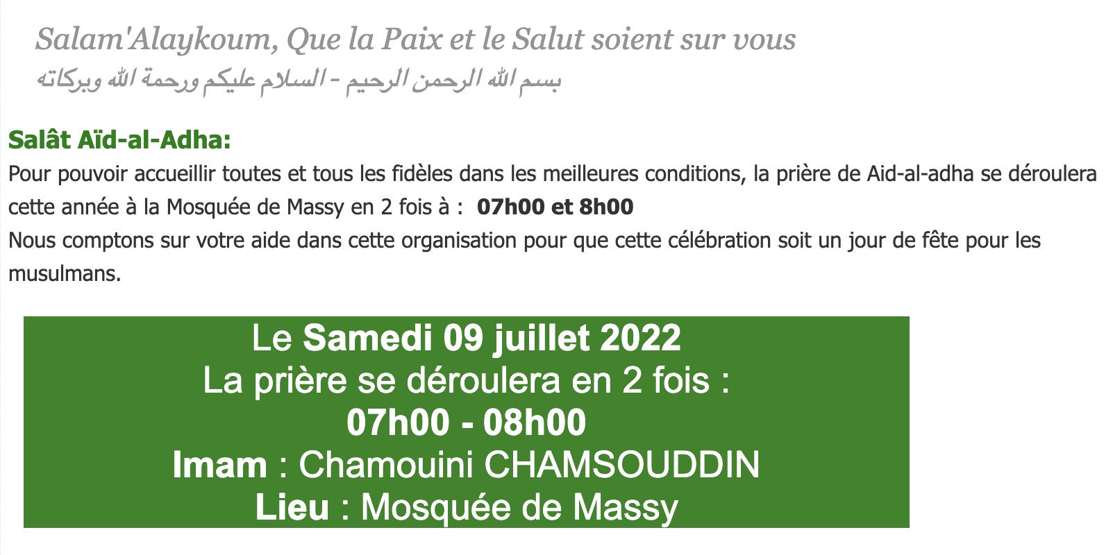 aïd al-adha mosquée massy