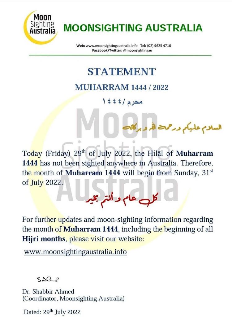 muharram 1444 Australie