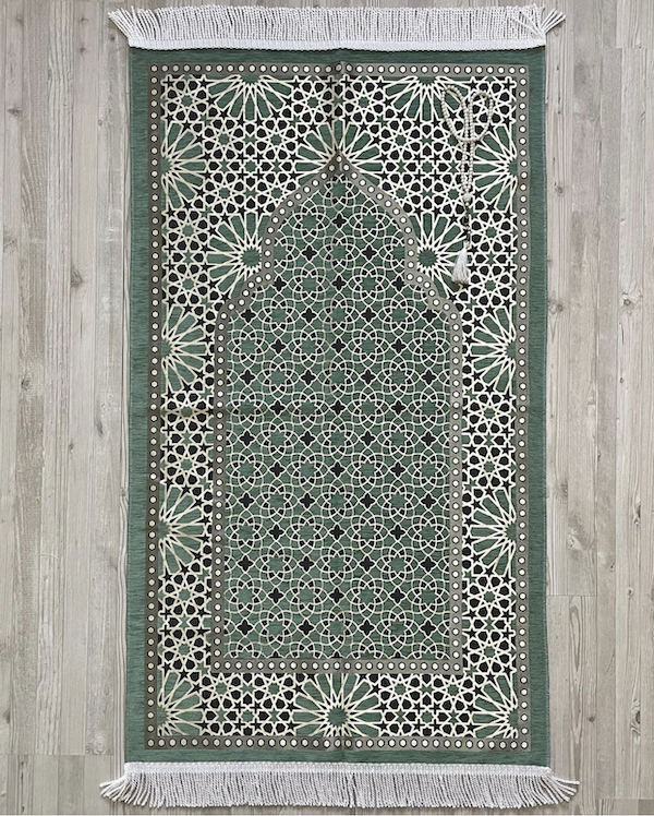 Tapis de Prière noir et argent import Turquie modèle hamza