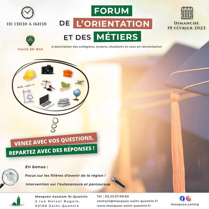 Forum des métiers et de l'orientation mosquée Assalam Saint-Quentin