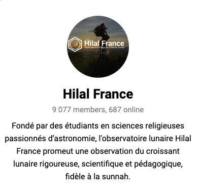 Hilal France, observatoire du croissant lunaire - canal Telegram