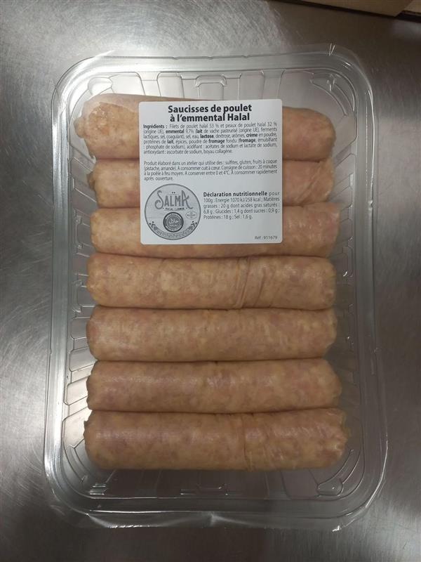 Salmonelle - Rappel produit Saucisses de poulet à l'emmental halal