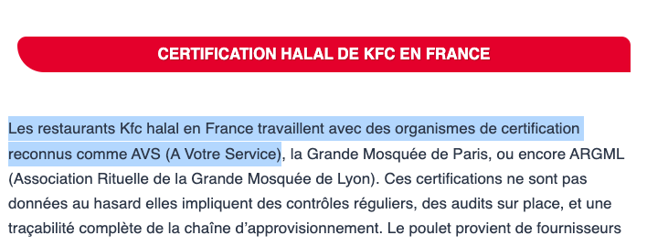 Menu KFC certification AVS Menu KFC certification AVS