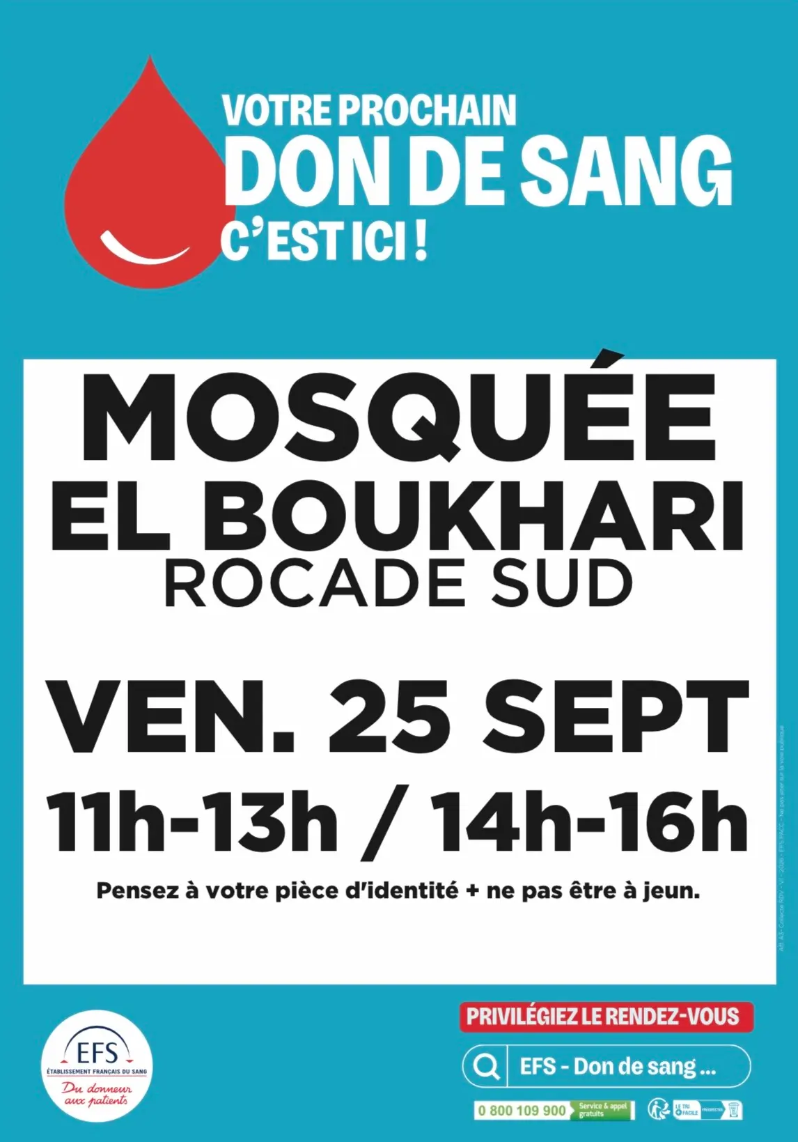 Don du sang à la mosquée El Boukhari, Avignon