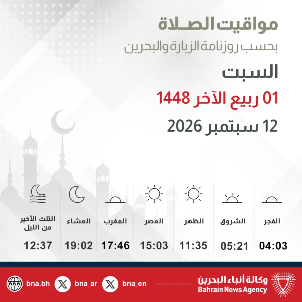 rabi' ath-thani 2026 1448 Bahreïn - calendrier musulman