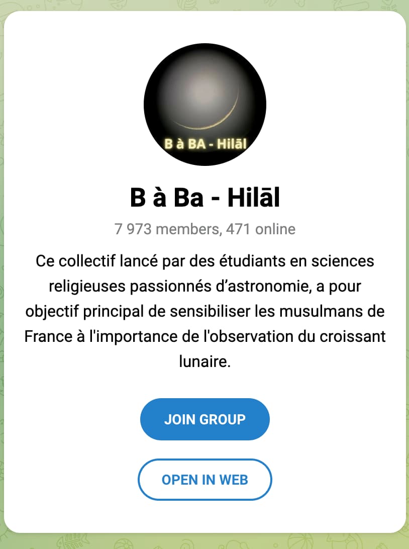 B à BA, observation du croissant lunaire - canal Telegram