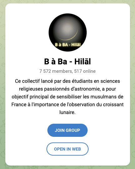 B à BA, observation du croissant lunaire - canal Telegram