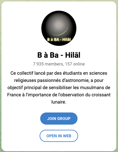 B à BA, observation du croissant lunaire - canal Telegram