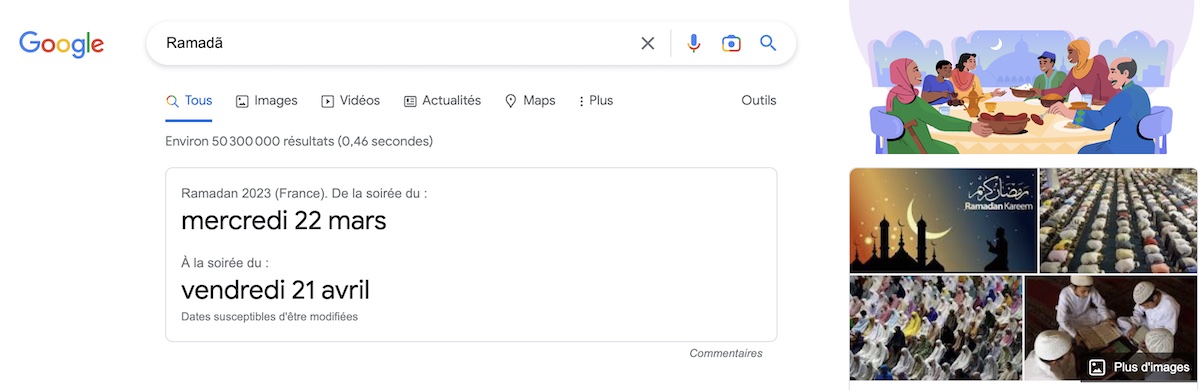 Habillage ramadan sur Google