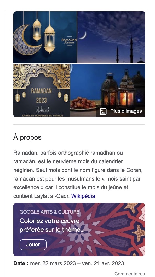 Habillage ramadan sur Google