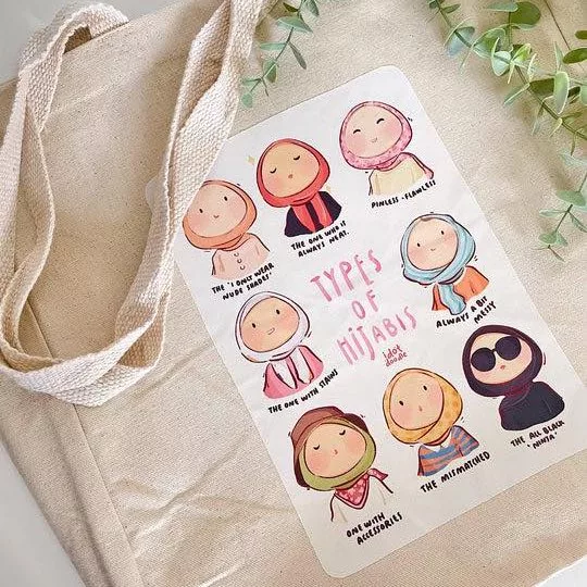 I dot doodle Types of Hijabis Tote Bag