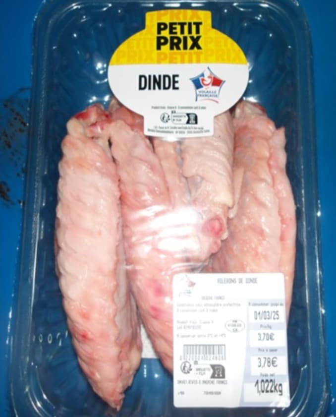 Listeria - Rappel produit Petit Prix ailerons de dinde