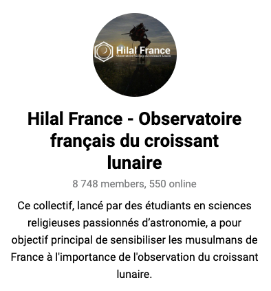 Hilal France, observatoire du croissant lunaire - canal Telegram