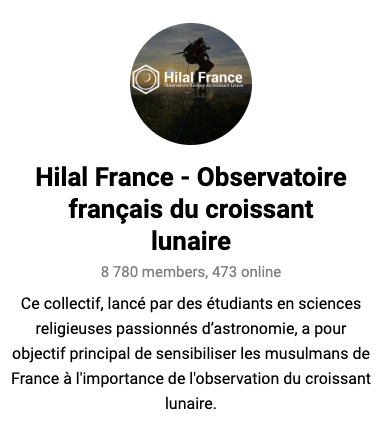Hilal France, observatoire du croissant lunaire - canal Telegram