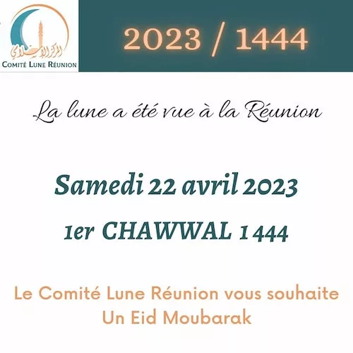aïd al-fitr chawwal 2023 1444 Ile de la Réunion - calendrier musulman