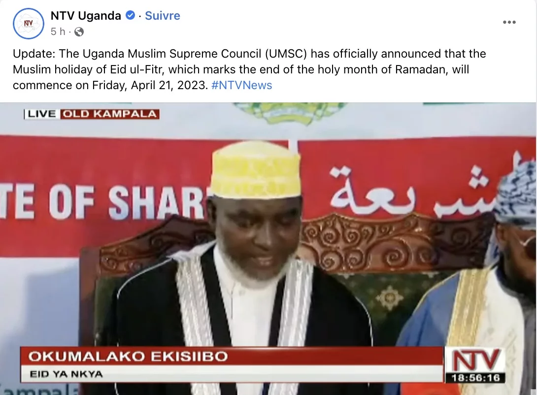 aïd al-fitr chawwal 2023 1444 Ouganda - calendrier musulman