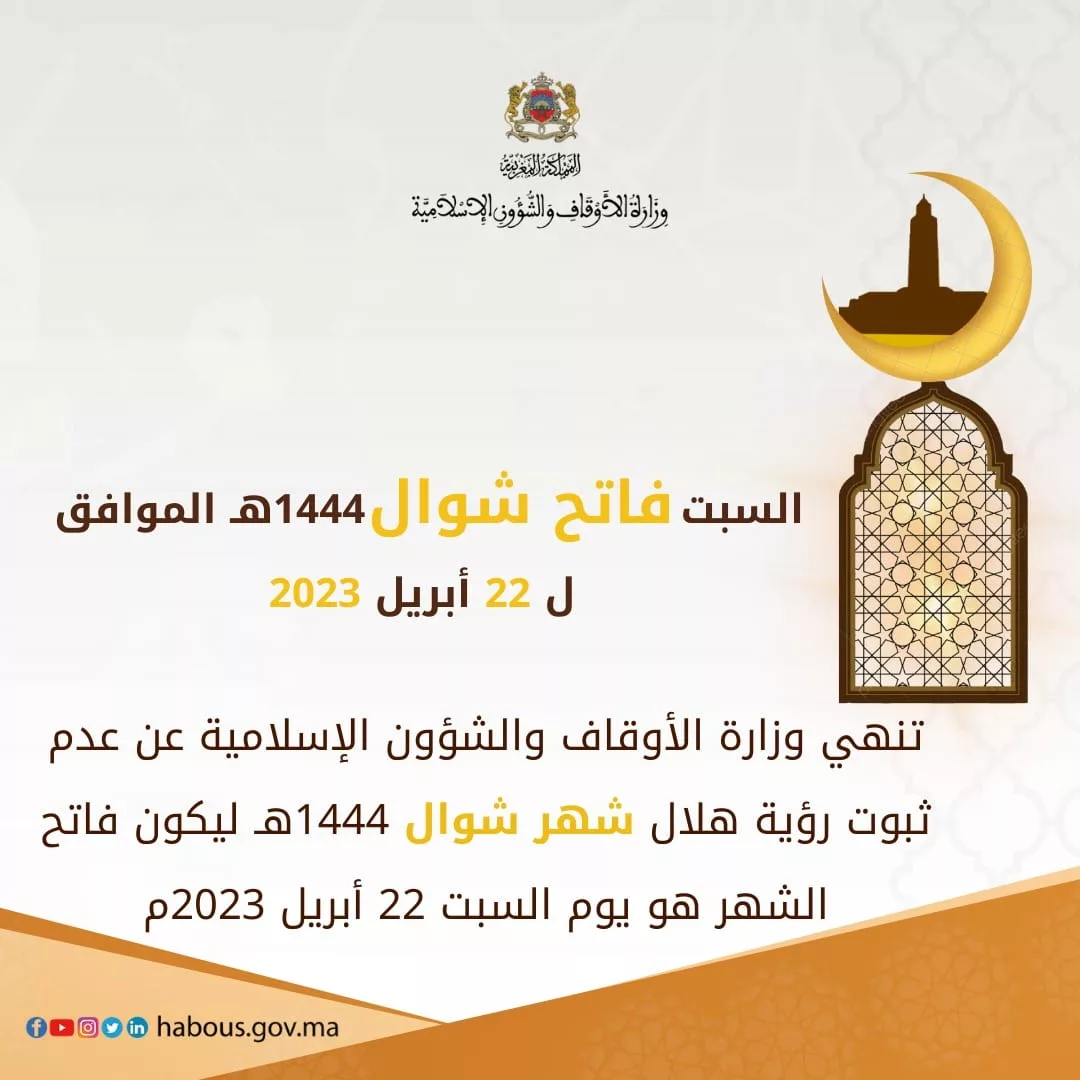 aïd al-fitr chawwal 2023 1444 Maroc - calendrier musulman