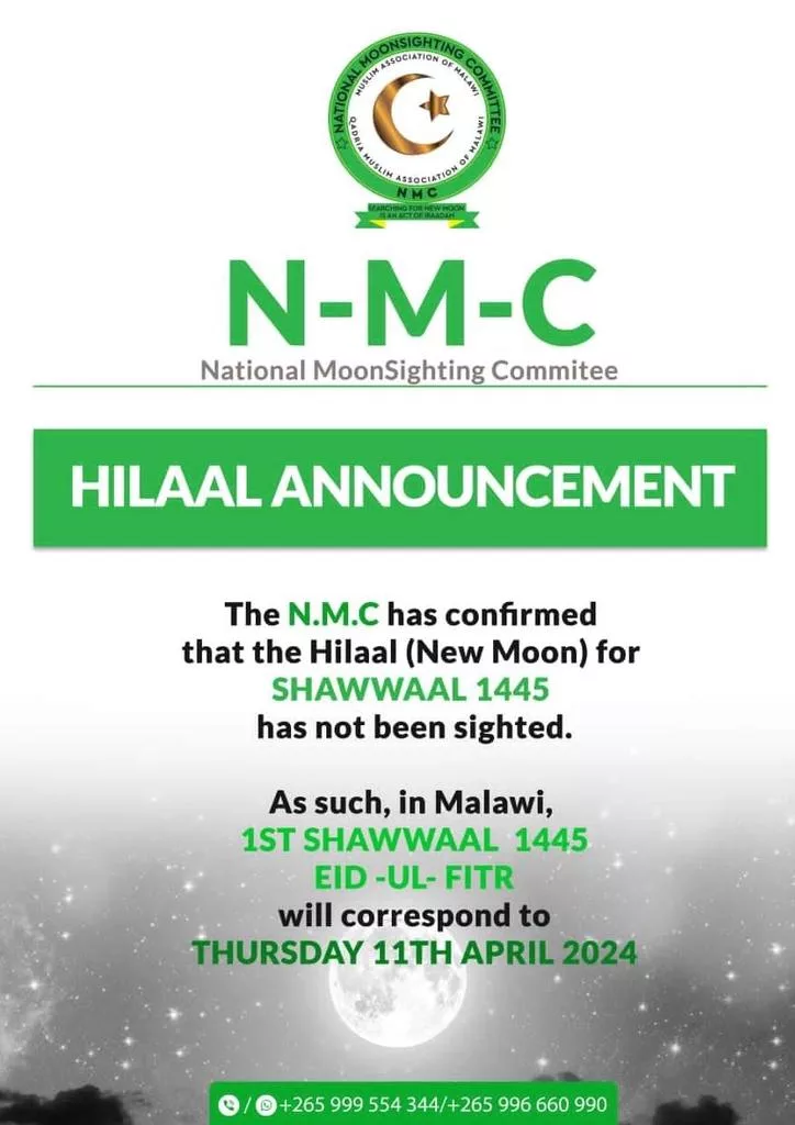 aïd al-fitr chawwal 2024 1445 Malawi - calendrier musulman