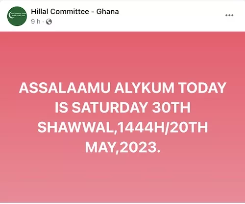 dhu al-qi'da 2023 1444 Ghana - calendrier musulman
