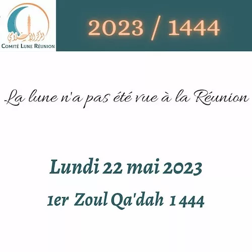 dhu al-qi'da 2023 1444 Ile de la Réunion - calendrier musulman