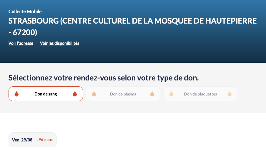 Don du sang à la mosquée de Hautepierre, Strasbourg