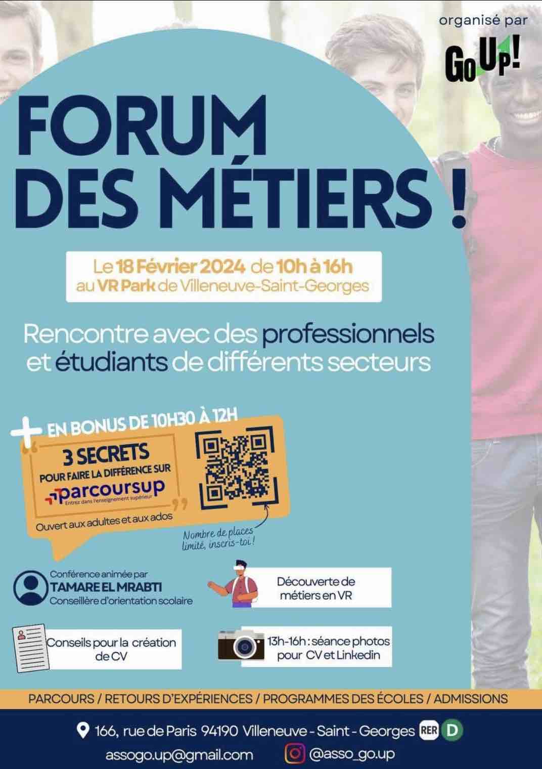Forum des métiers et de l'orientation Association Go Up à Villeneuve-Saint-Georges