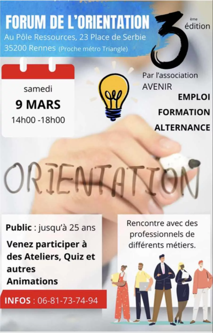 Forum des métiers et de l'orientation, association Avenir, Rennes