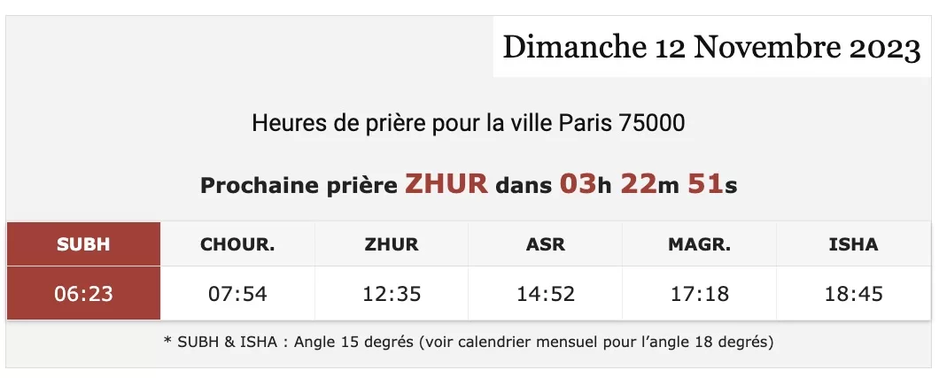 horaire prière pour Paris horaire prière pour Paris
